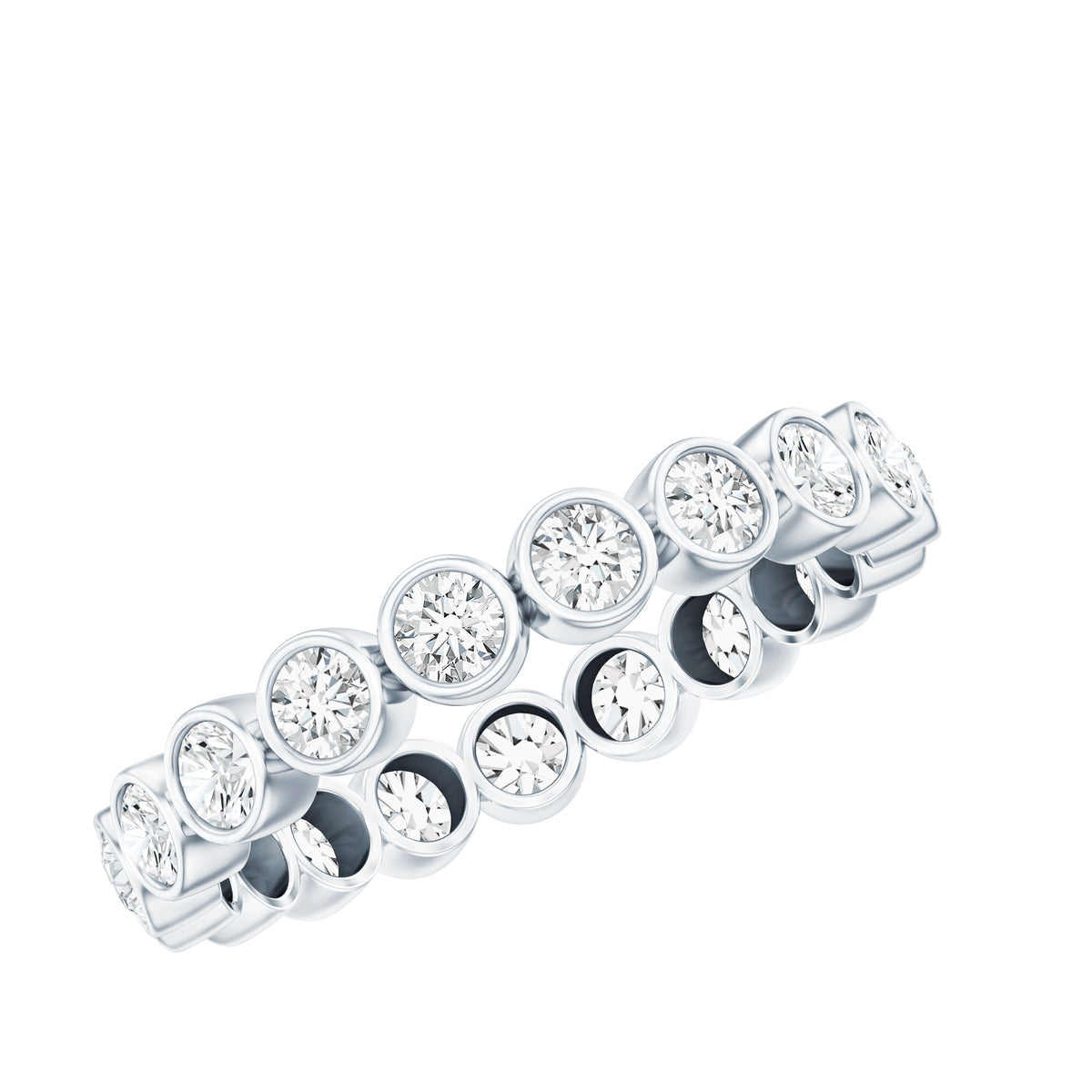 Certified Bezel Set Moissanite Full Eternity Band Ring For Women D-VS1 - Rosec Jewels