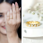 Bezel Set Moissanite Eternity Ring in Yellow Plated Silver D-VS1 14K Yellow Gold Plated Silver - Rosec Jewels