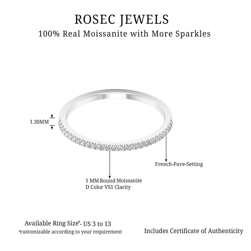 Moissanite Minimal Eternity Anniversary Band Ring Moissanite - ( D-VS1 ) - Color and Clarity - Rosec Jewels