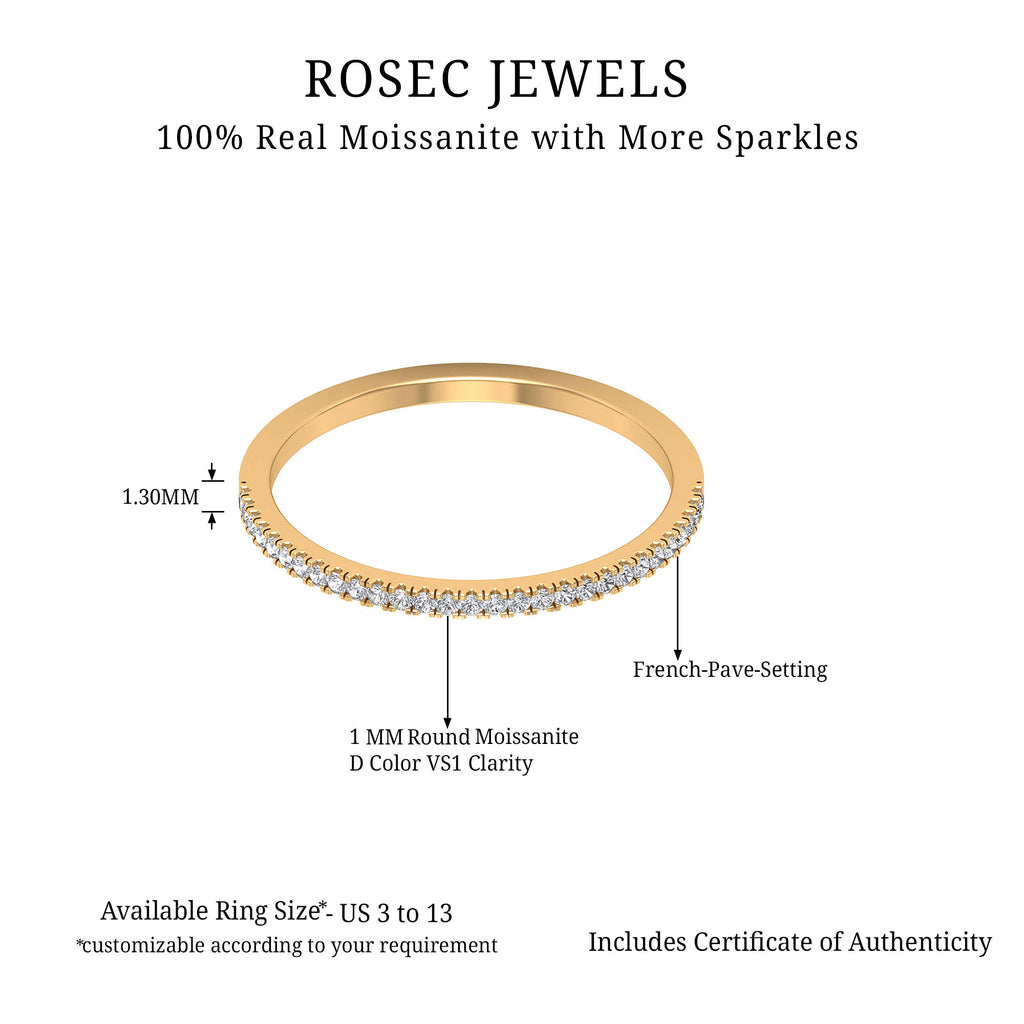 Moissanite Minimal Eternity Anniversary Band Ring Moissanite - ( D-VS1 ) - Color and Clarity - Rosec Jewels