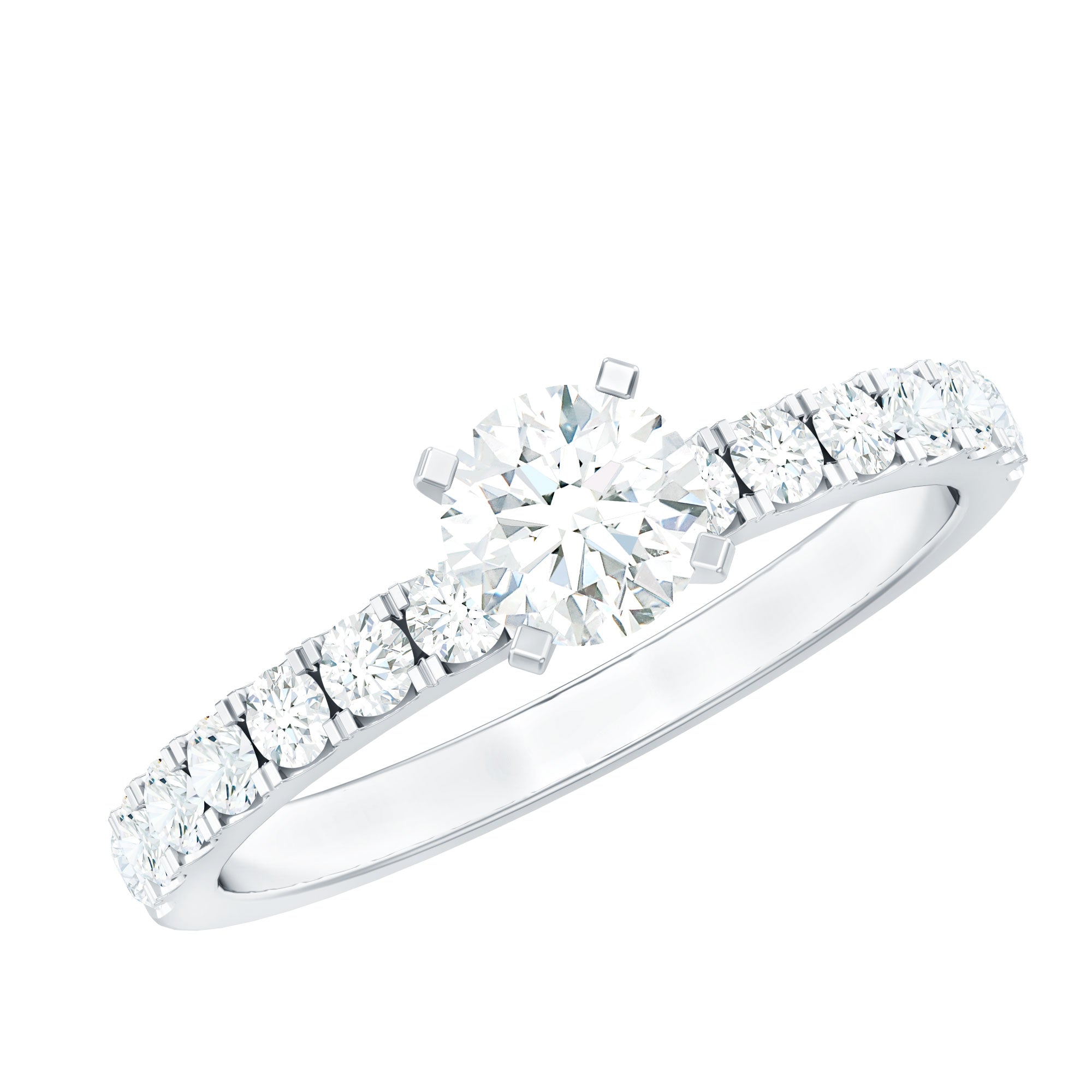 Certified 5 MM Moissanite Traditional Engagement Ring with Side Stones