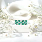 Rosec Jewels-Oval Cut Lab Grown Emerald Statement Wedding Band with Diamond
