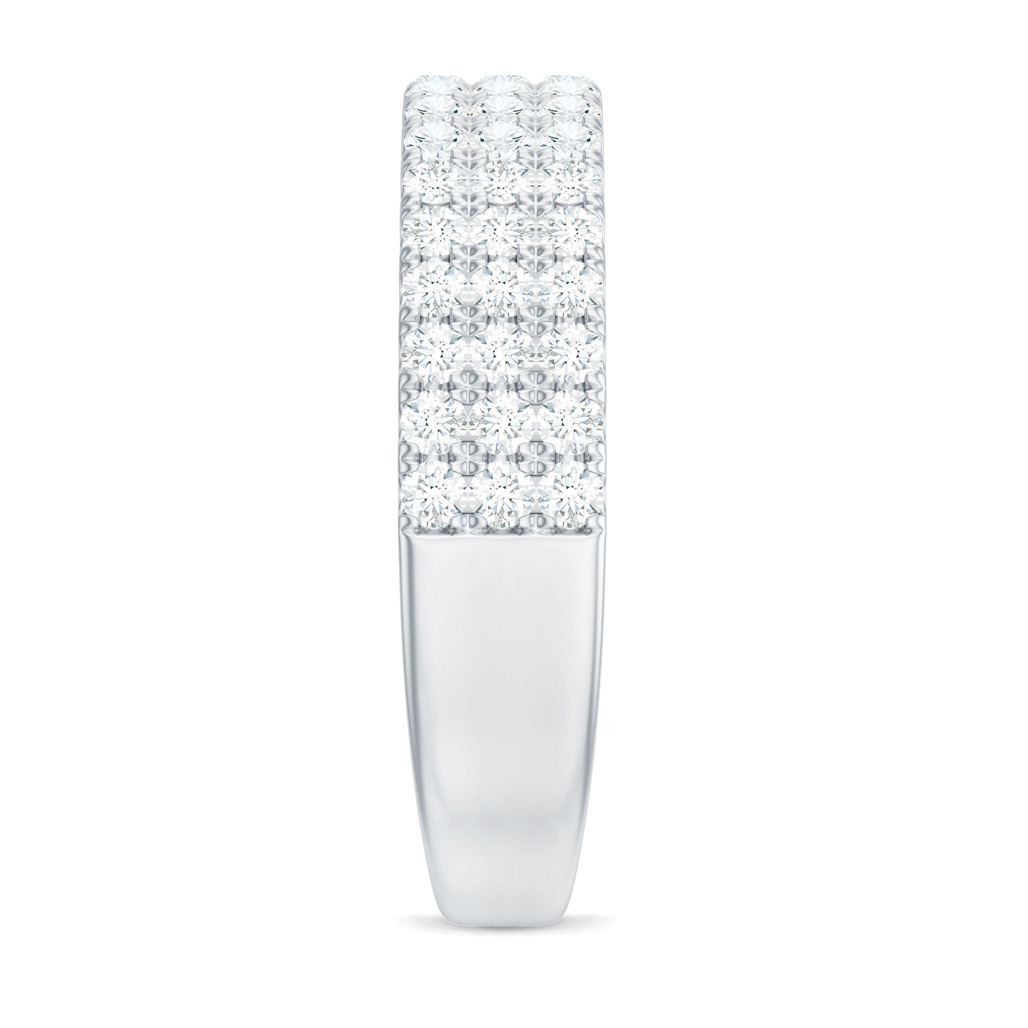 Three Row Moissanite Half Eternity Band Ring D-VS1 - Rosec Jewels