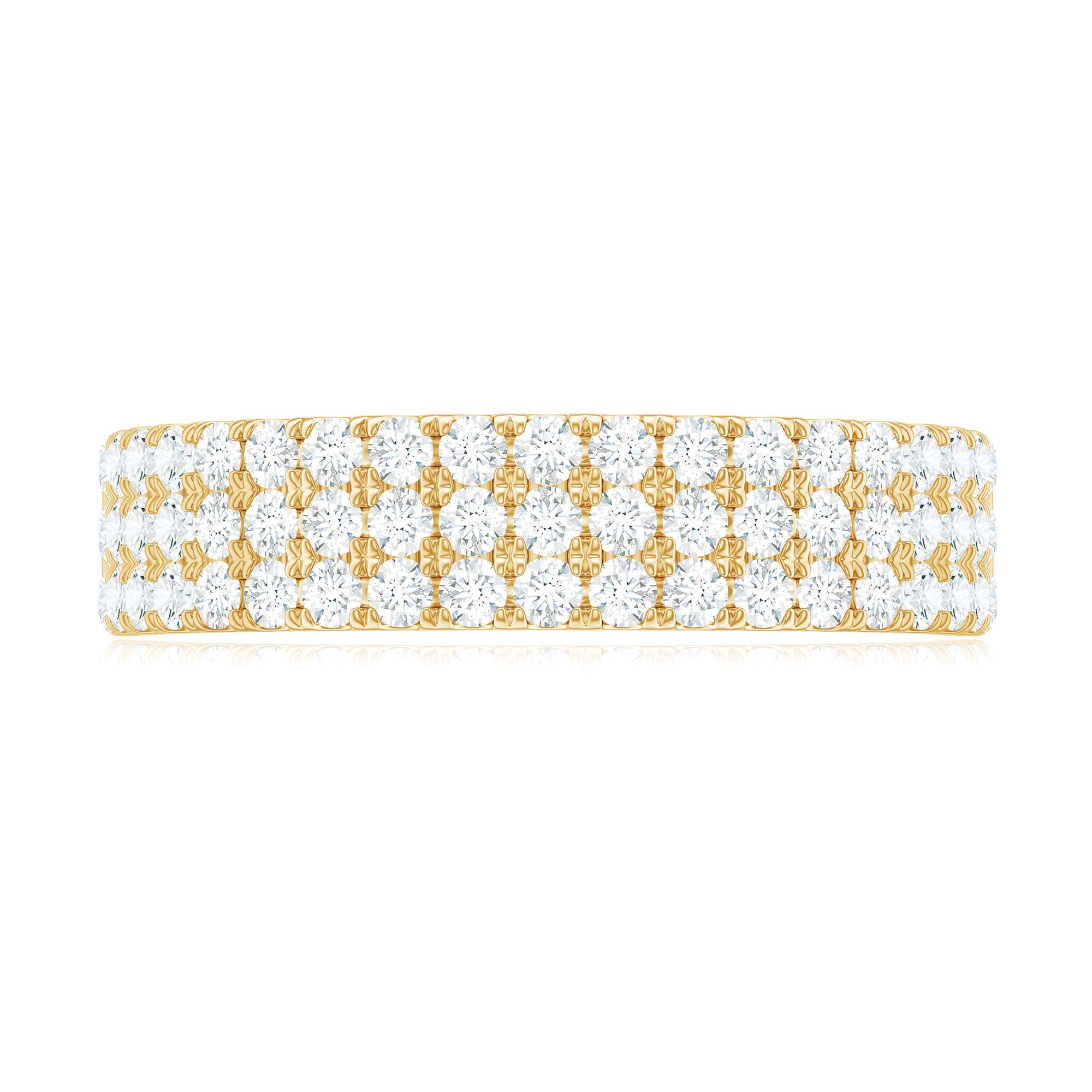 Three Row Moissanite Half Eternity Band Ring D-VS1 - Rosec Jewels