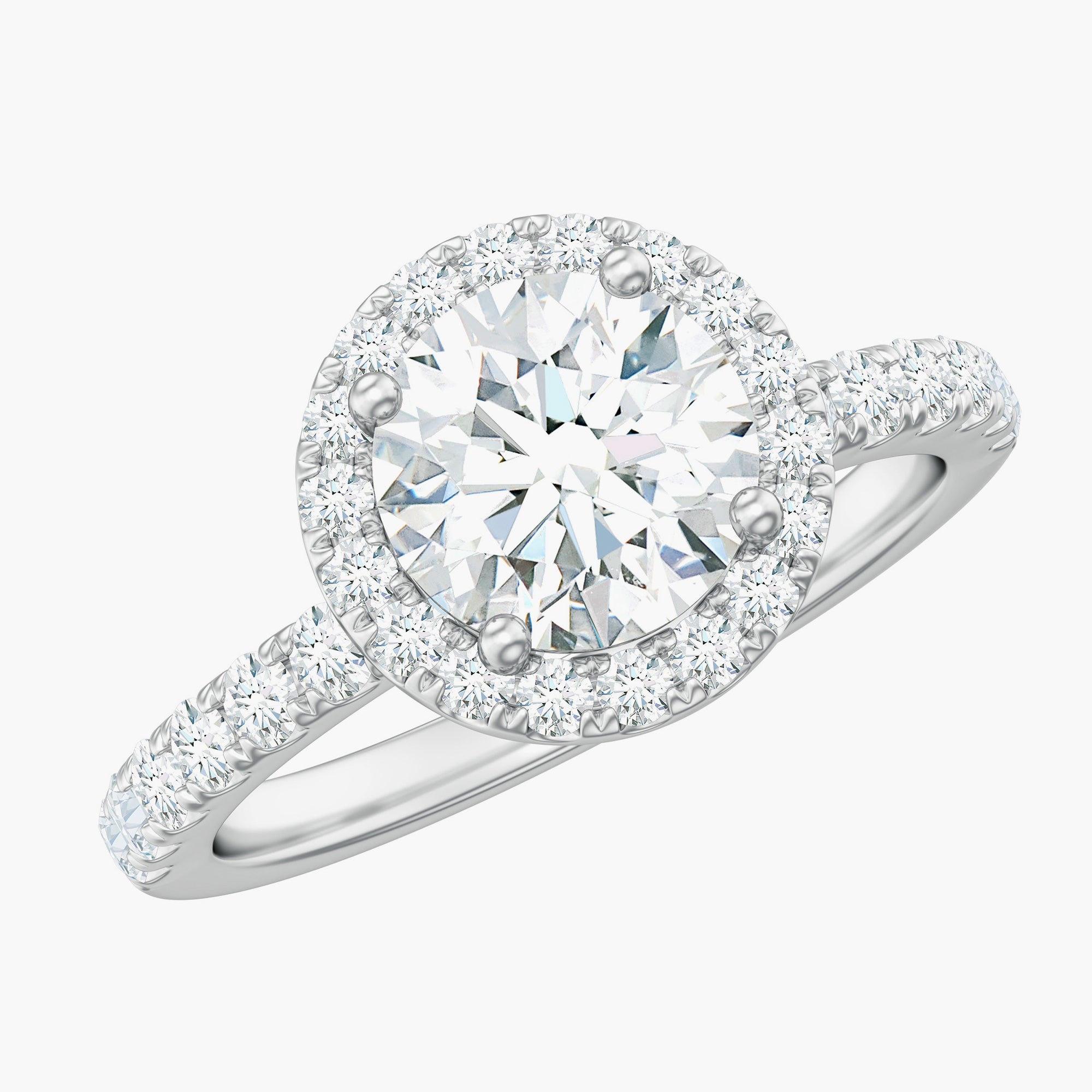 Classic Moissanite Halo Engagement Ring for Women D-VS1 - Rosec Jewels