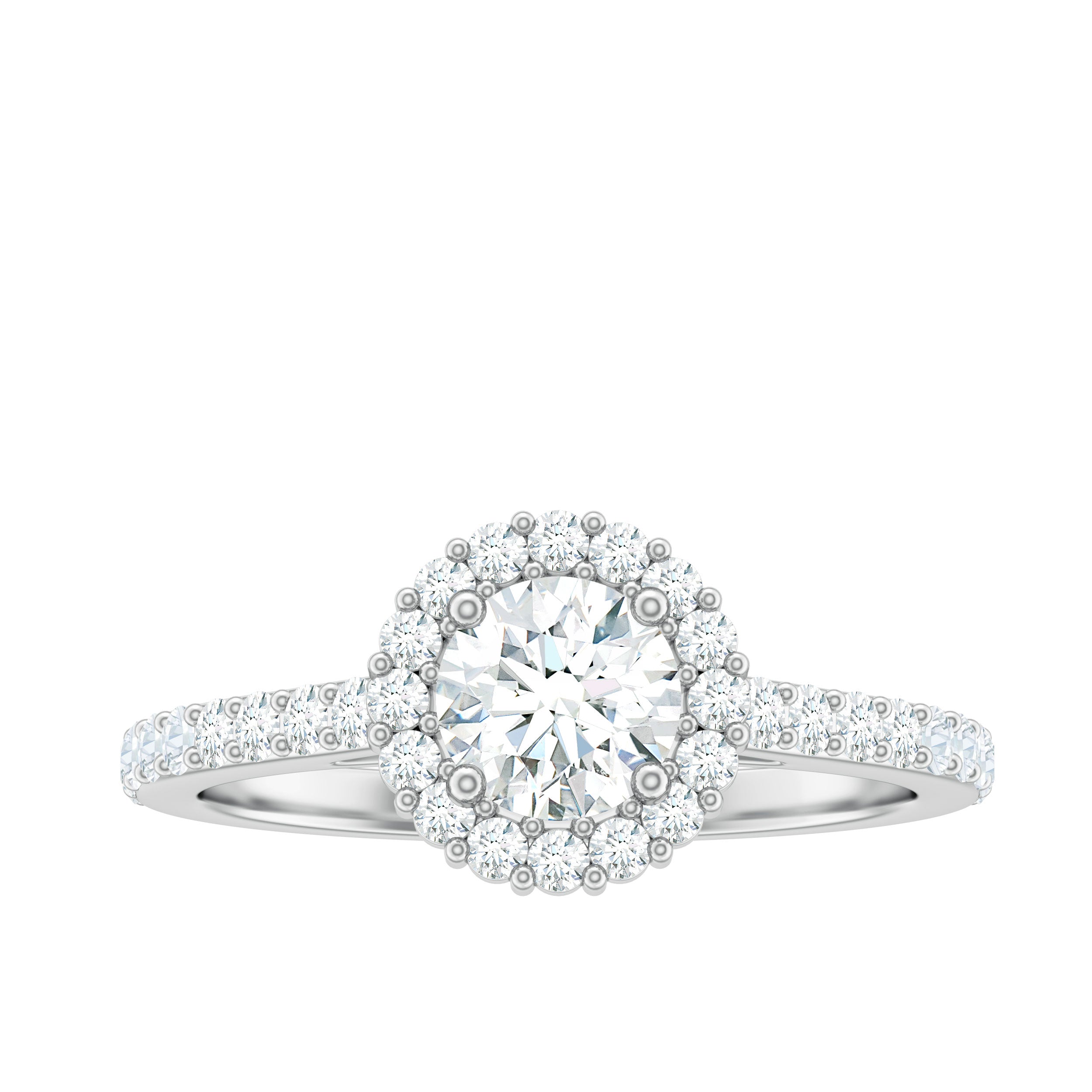 Classic Moissanite Halo Engagement Ring for Women D-VS1 - Rosec Jewels