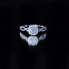 Certified Moissanite Halo Engagement Ring with Criss Cross Shank D-VS1 - Rosec Jewels