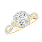 Certified Moissanite Halo Engagement Ring with Criss Cross Shank D-VS1 - Rosec Jewels