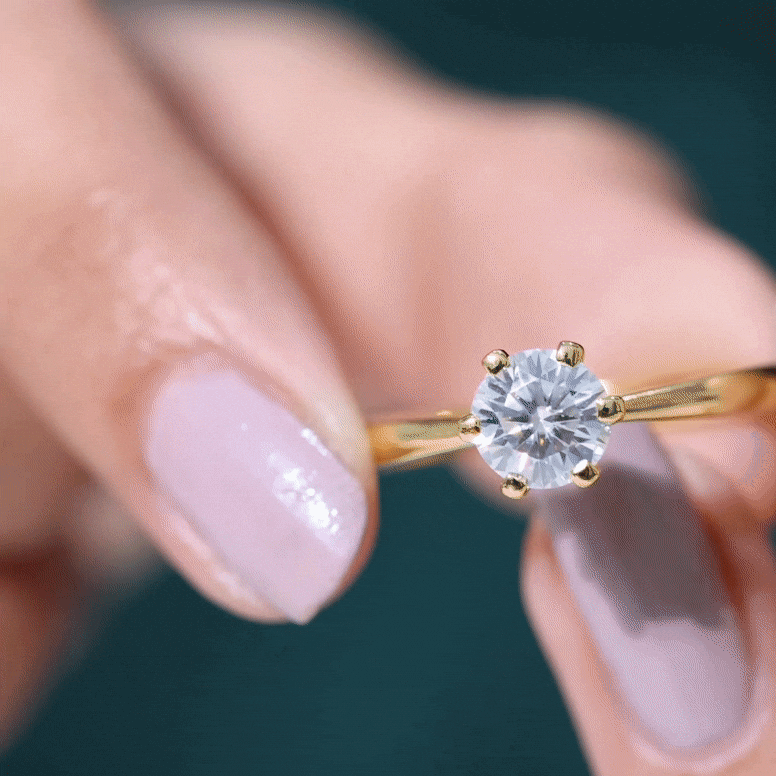 Certified 1 CT Moissanite Round Solitaire Engagement Ring D-VS1 - Rosec Jewels