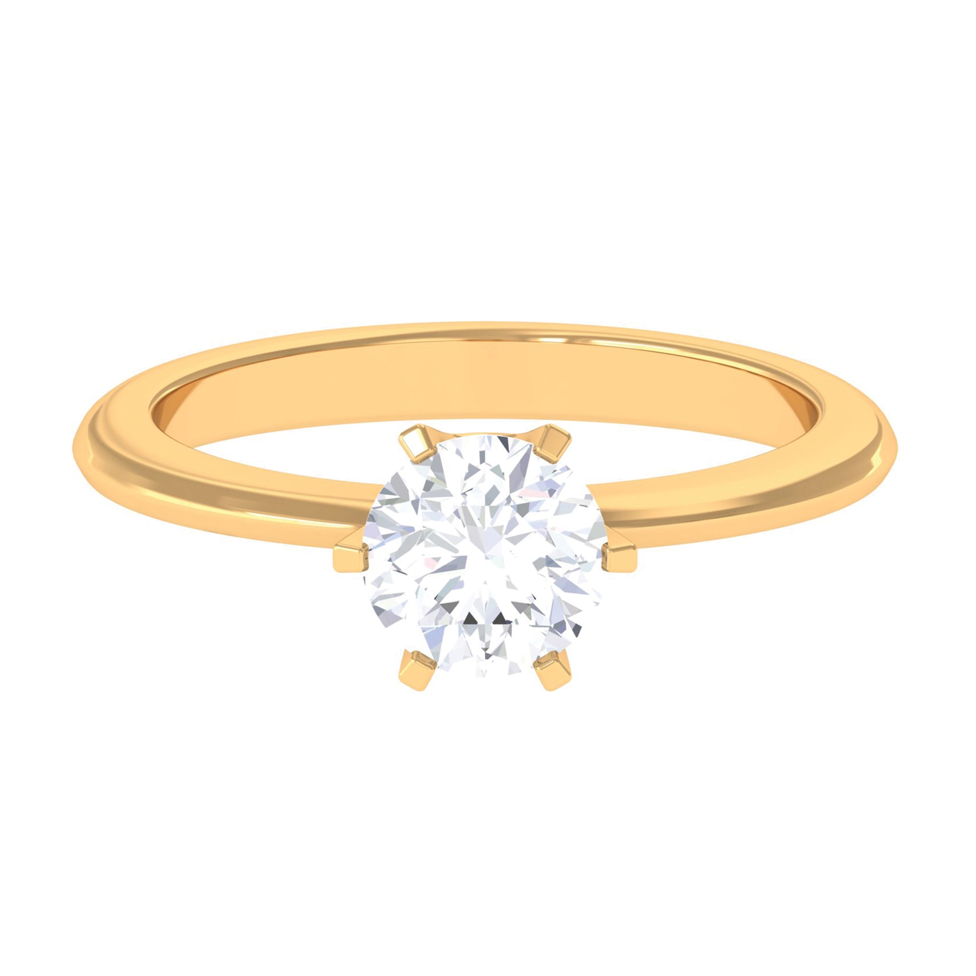 1 CT Certified Moissanite Round Cut Solitaire Ring in Gold Moissanite - ( D-VS1 ) - Color and Clarity - Rosec Jewels