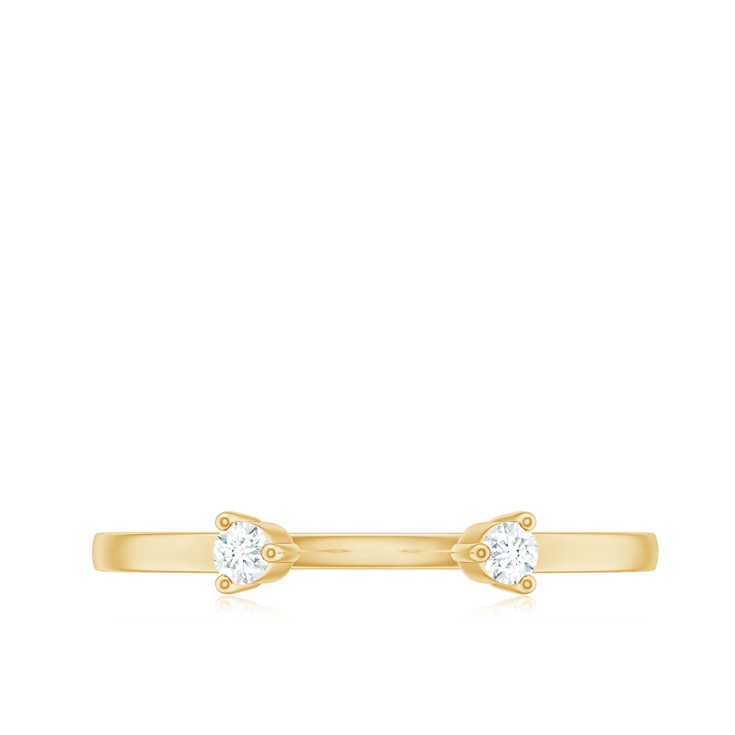 Dainty Diamond Two Stone Open Cuff Ring for Women Natural - ( HI-SI ) - Rosec Jewels