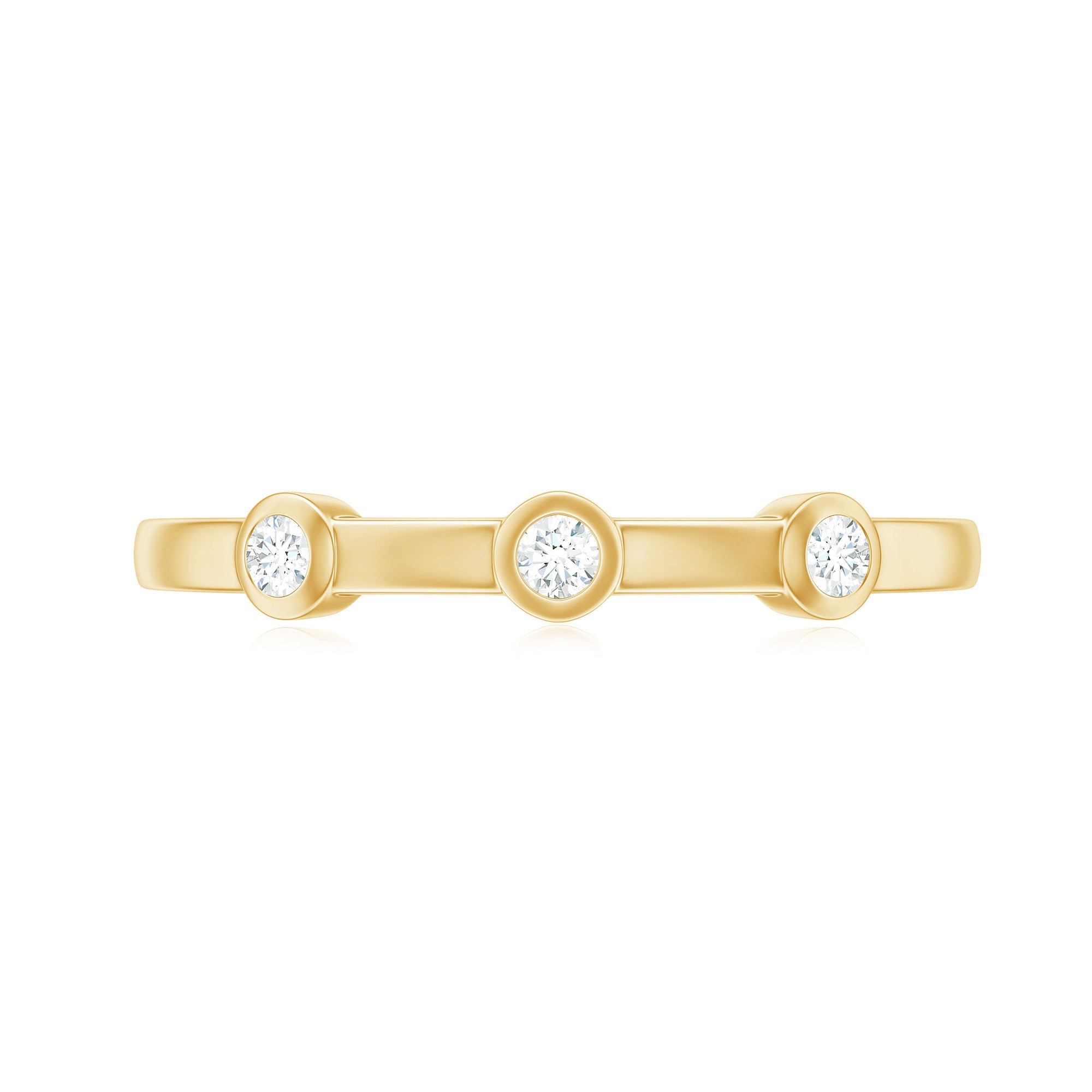Certified Moissanite Three Stone Stackable Ring in Bezel Setting D-VS1 - Rosec Jewels
