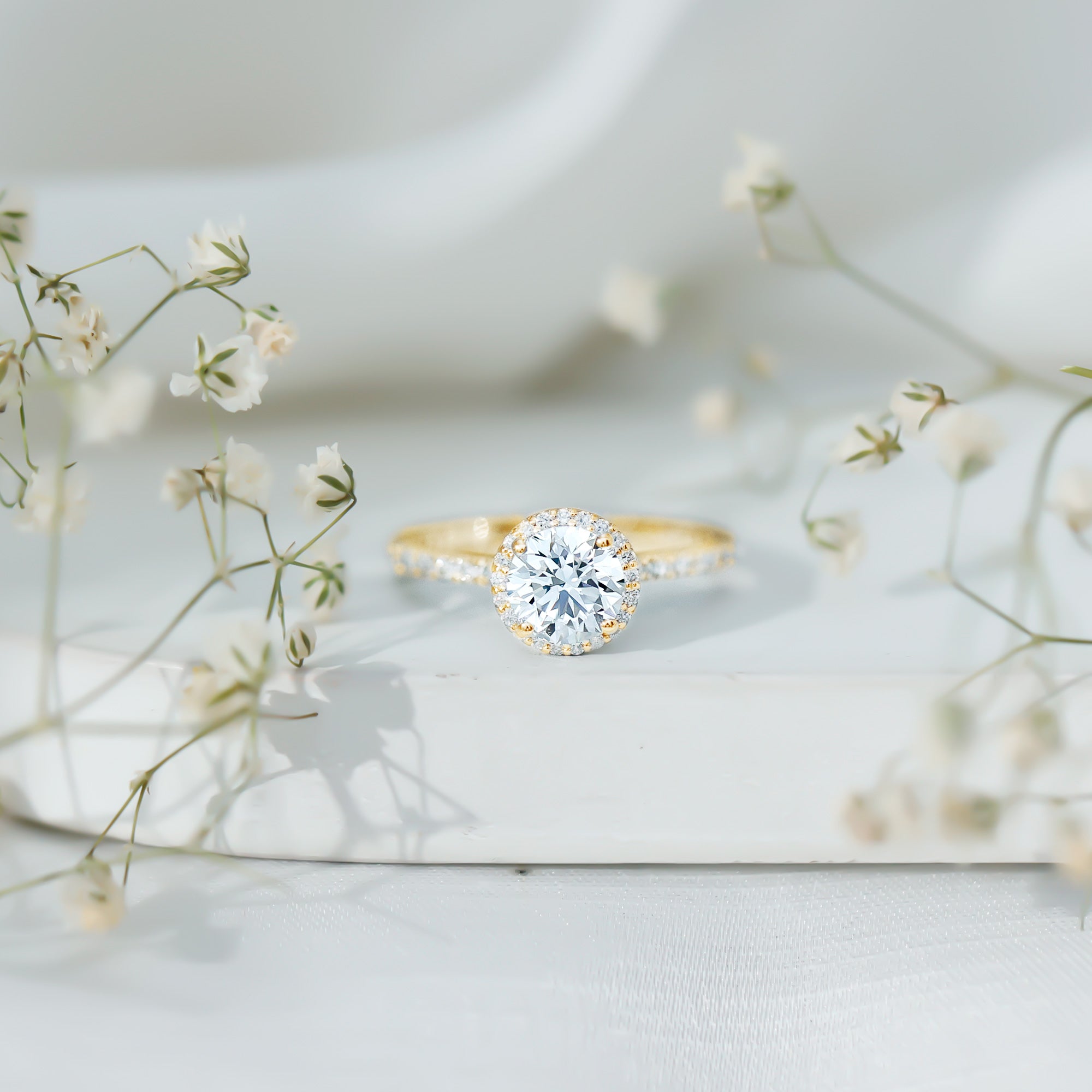 Certified Moissanite Halo Engagement Ring for Her D-VS1 - Rosec Jewels