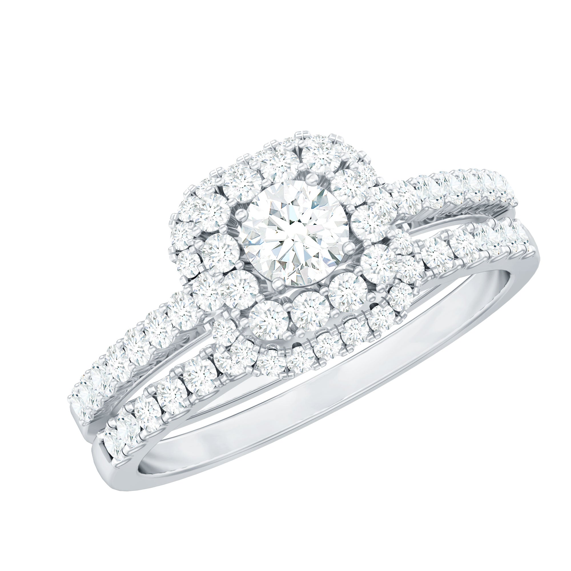 1.50 CT Zircon Statement Wedding Ring Set AAAA - Rosec Jewels
