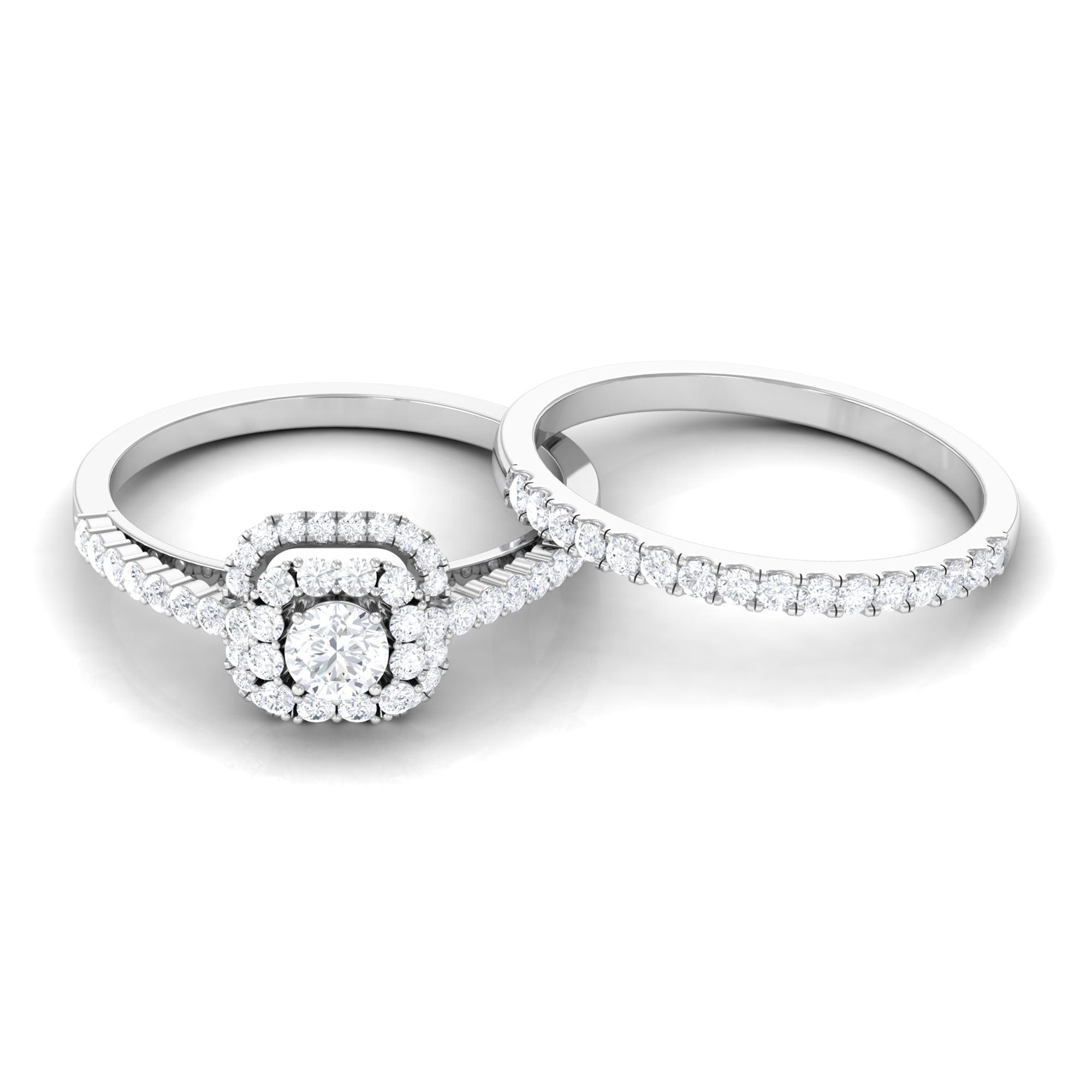 1.50 CT Zircon Statement Wedding Ring Set Zircon - ( AAAA ) - Quality - Rosec Jewels