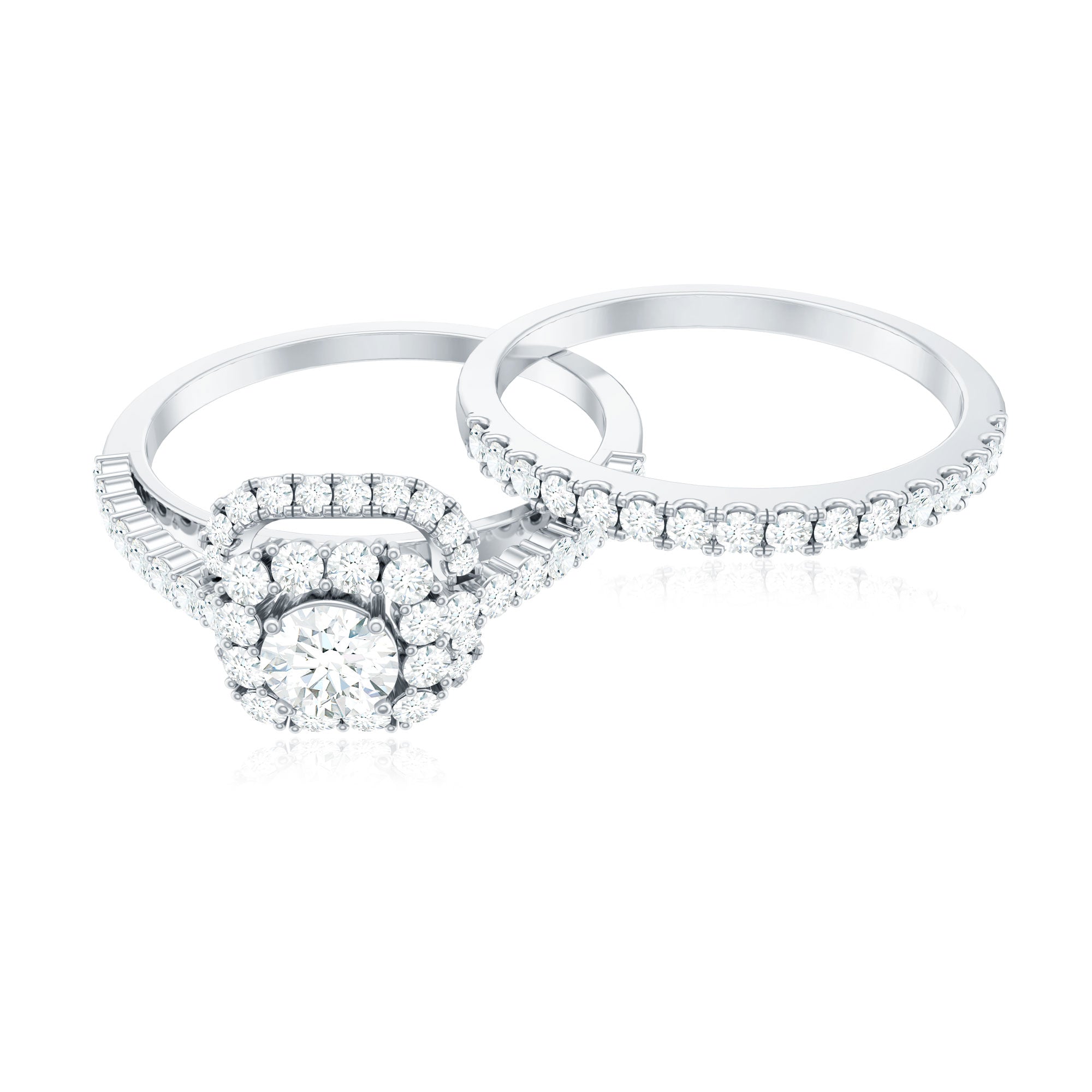 1.50 CT Zircon Statement Wedding Ring Set AAAA - Rosec Jewels