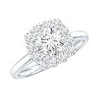 Classic Moissanite Halo Engagement Ring in Double Prong Setting D-VS1 - Rosec Jewels