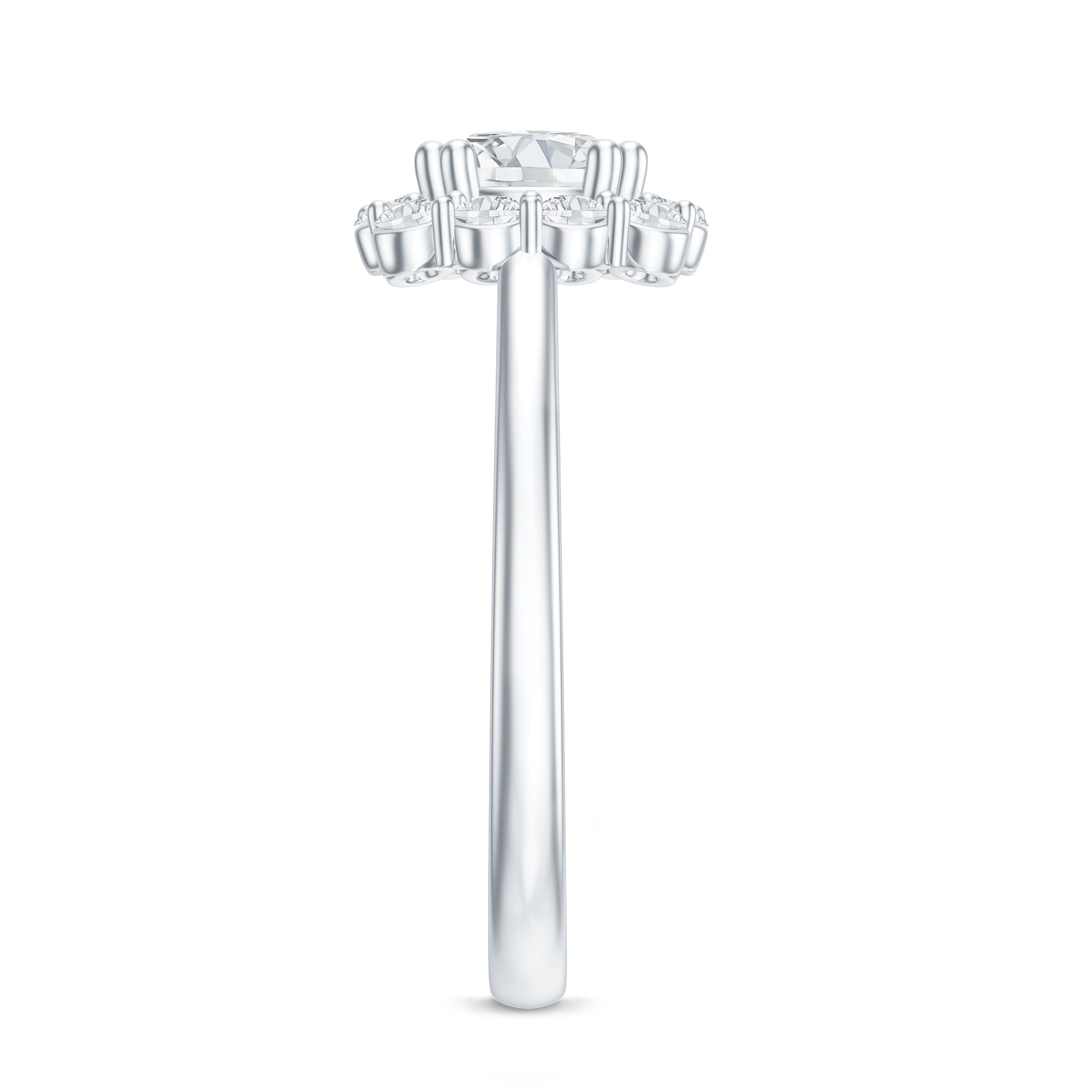 Classic Moissanite Halo Engagement Ring in Double Prong Setting D-VS1 - Rosec Jewels