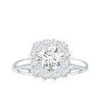 Classic Moissanite Halo Engagement Ring in Double Prong Setting D-VS1 - Rosec Jewels
