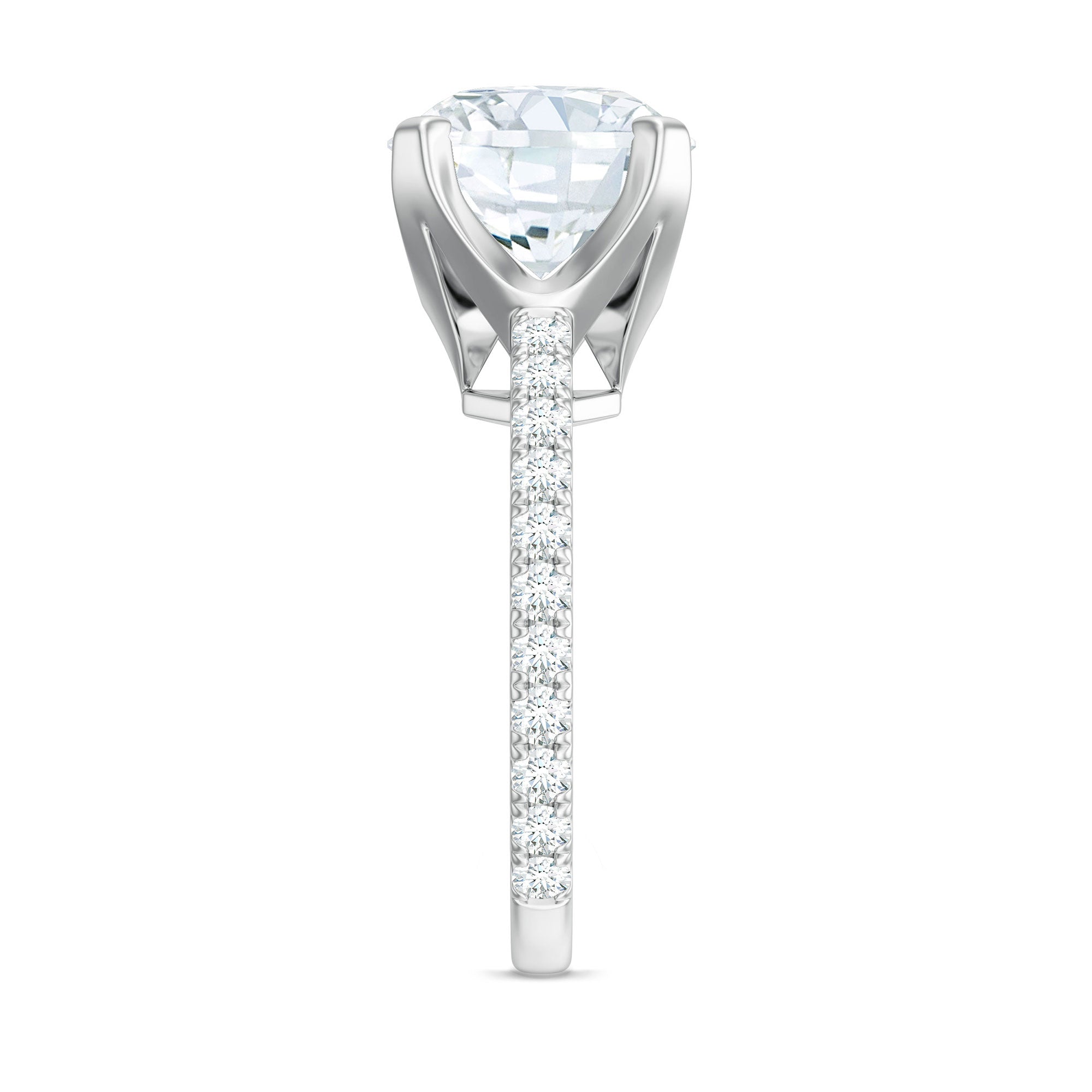 Round 10 MM Moissanite Solitaire Engagement Ring with Side Stones D-VS1 - Rosec Jewels