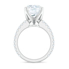 Round 10 MM Moissanite Solitaire Engagement Ring with Side Stones D-VS1 - Rosec Jewels