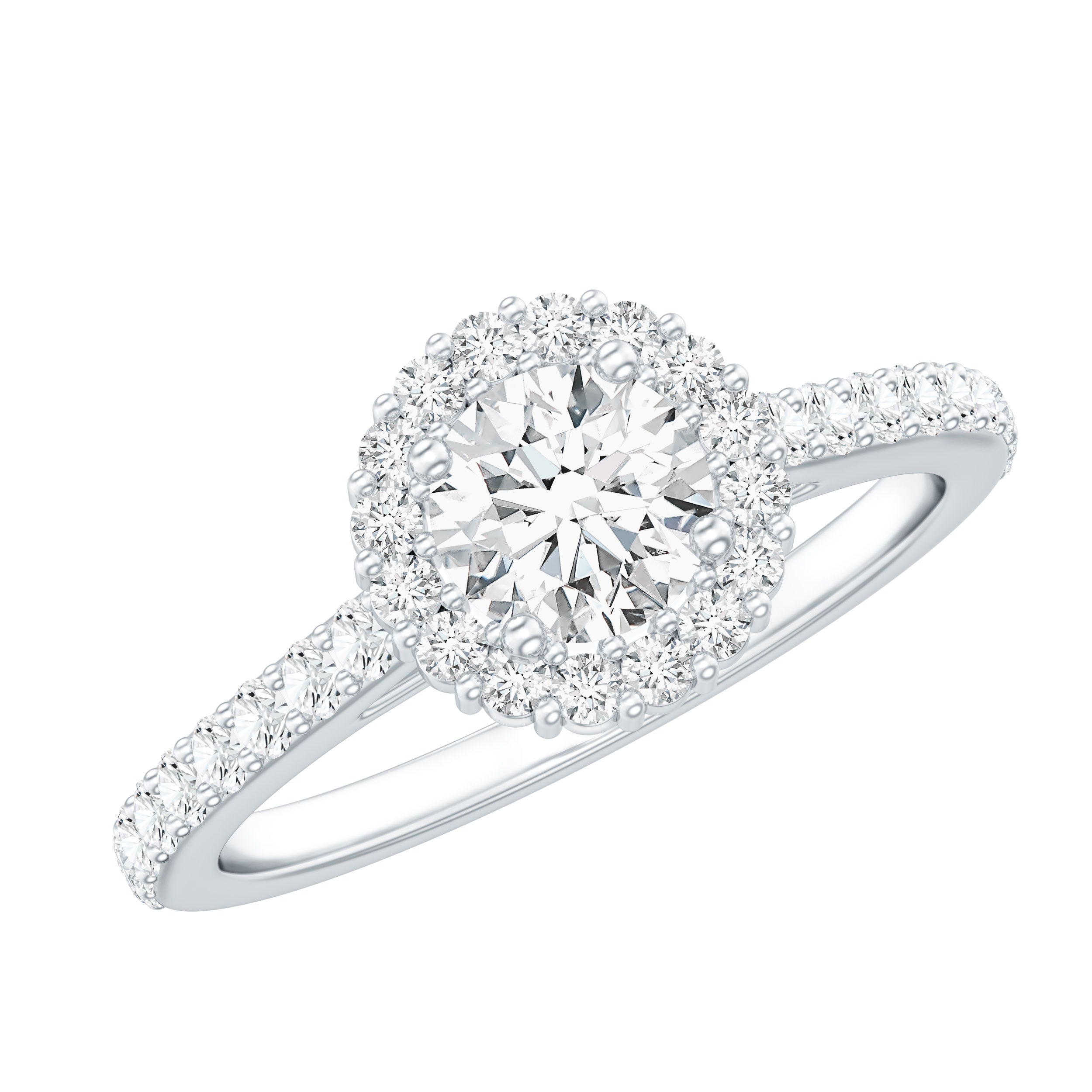 Classic Moissanite Halo Engagement Ring D-VS1 - Rosec Jewels