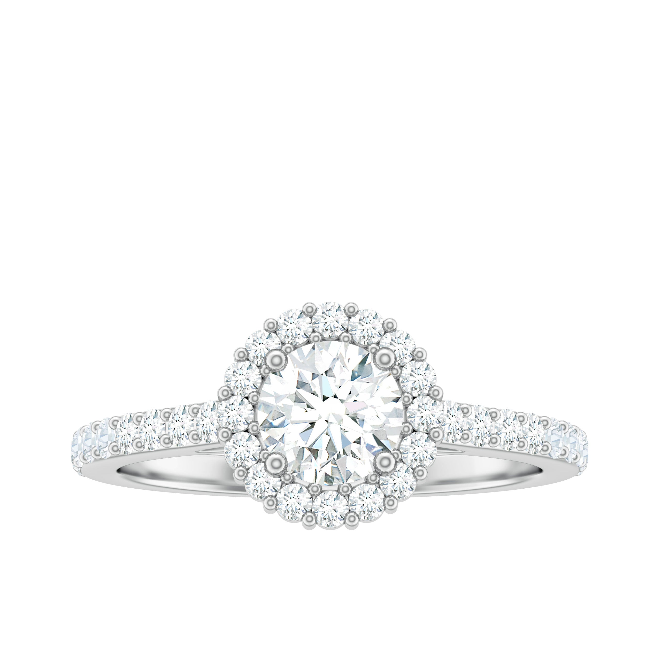 1 CT Classic Moissanite Halo Engagement Ring Moissanite - ( D-VS1 ) - Color and Clarity - Rosec Jewels