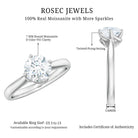 Twisted Prong Set Solitaire Moissanite Engagement Ring with Certificate D-VS1 - Rosec Jewels