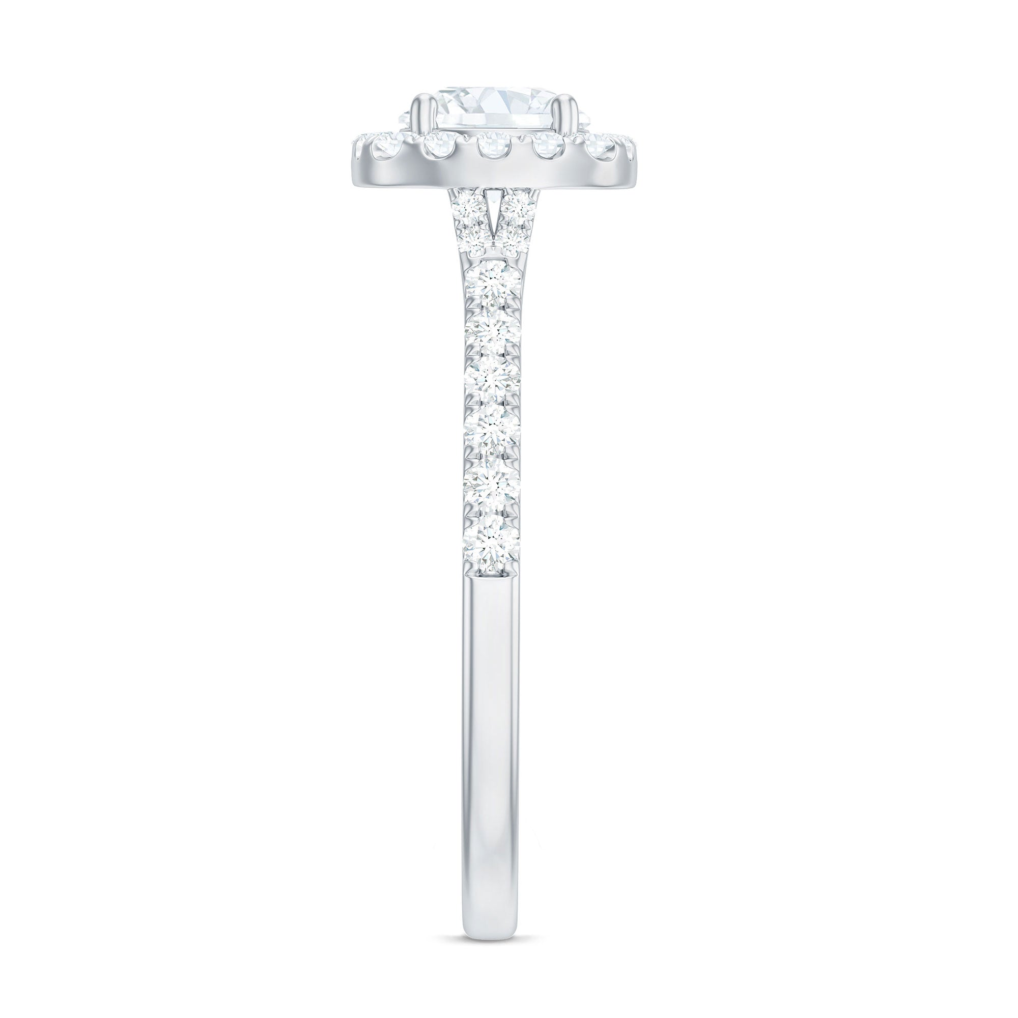 Cubic Zirconia Halo Engagement Ring with Certificate AAAA - Rosec Jewels