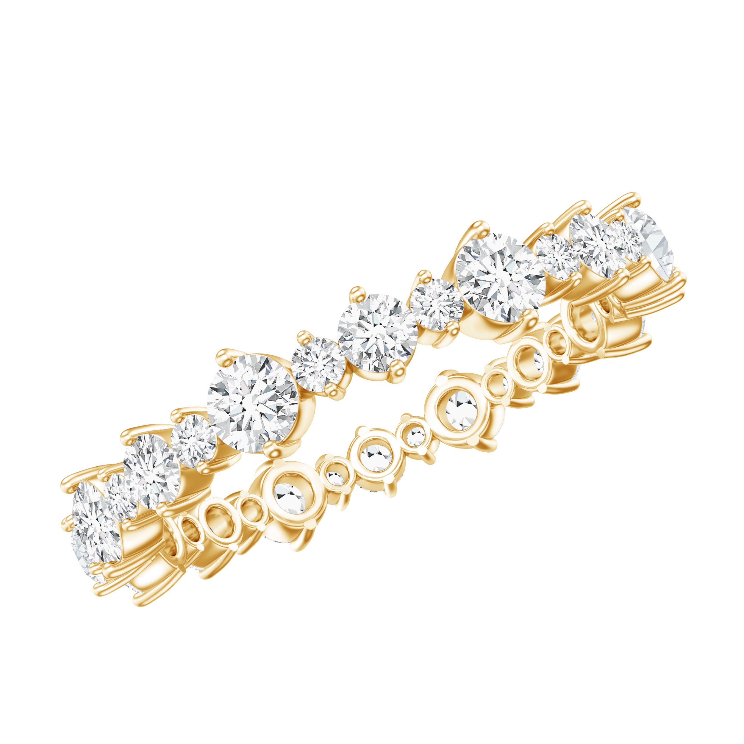 Rosec Jewels-Round Certified Moissanite Stackable Eternity Ring For Women