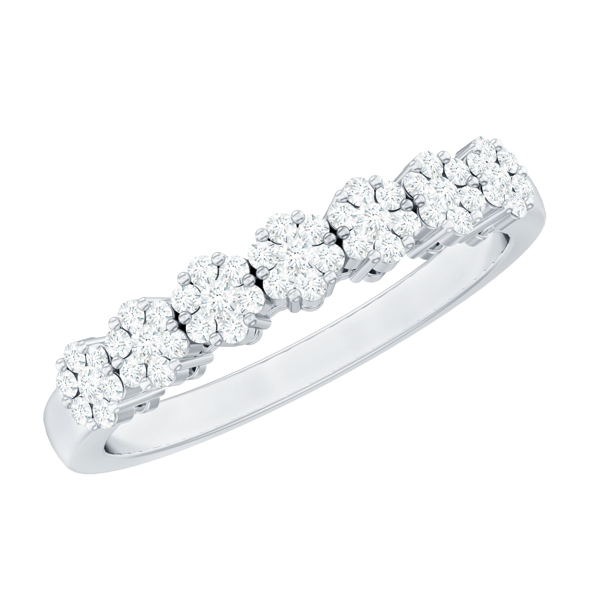 Rosec Jewels-Minimalist Moissanite Flower Wedding Band for Women