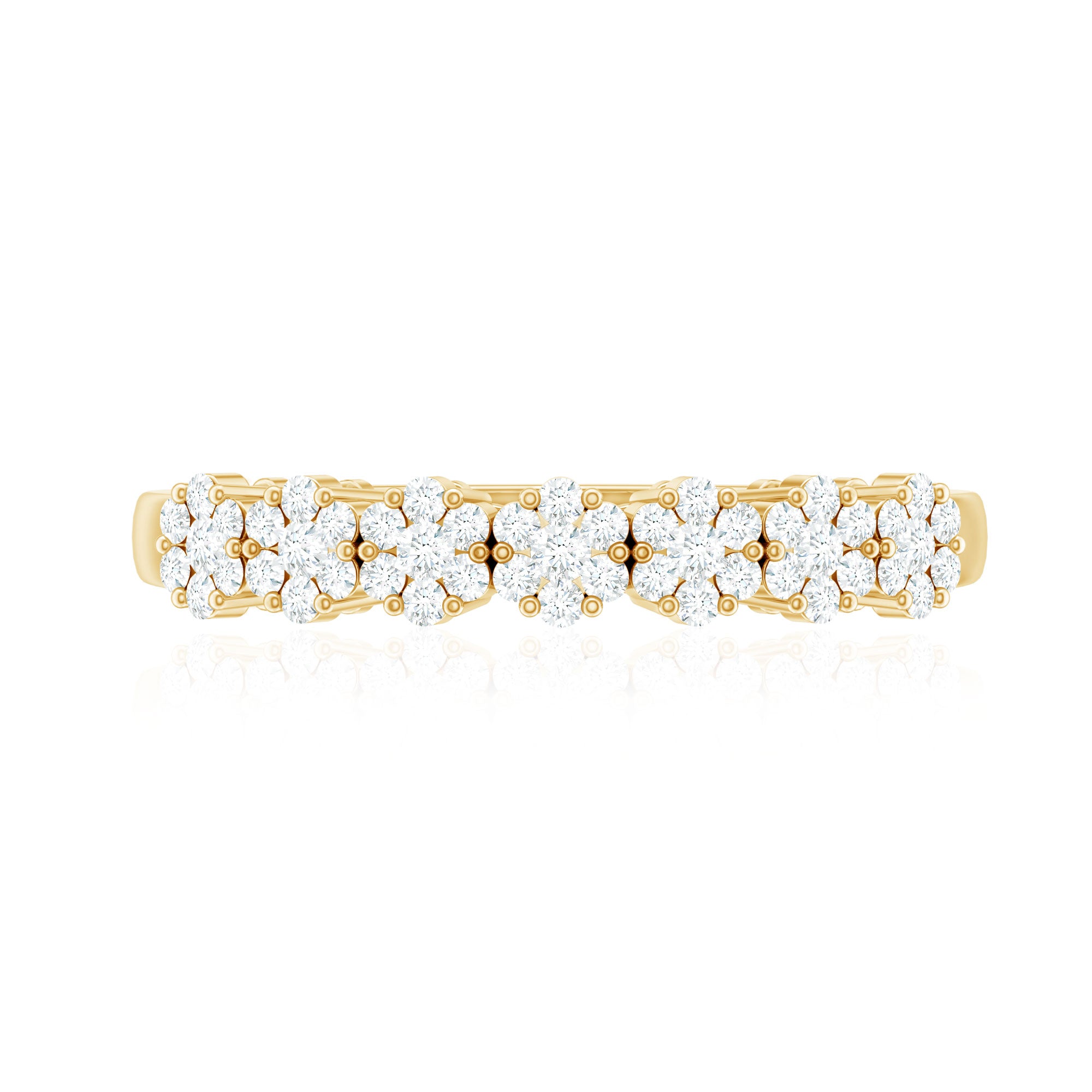 Rosec Jewels-Minimalist Moissanite Flower Wedding Band for Women