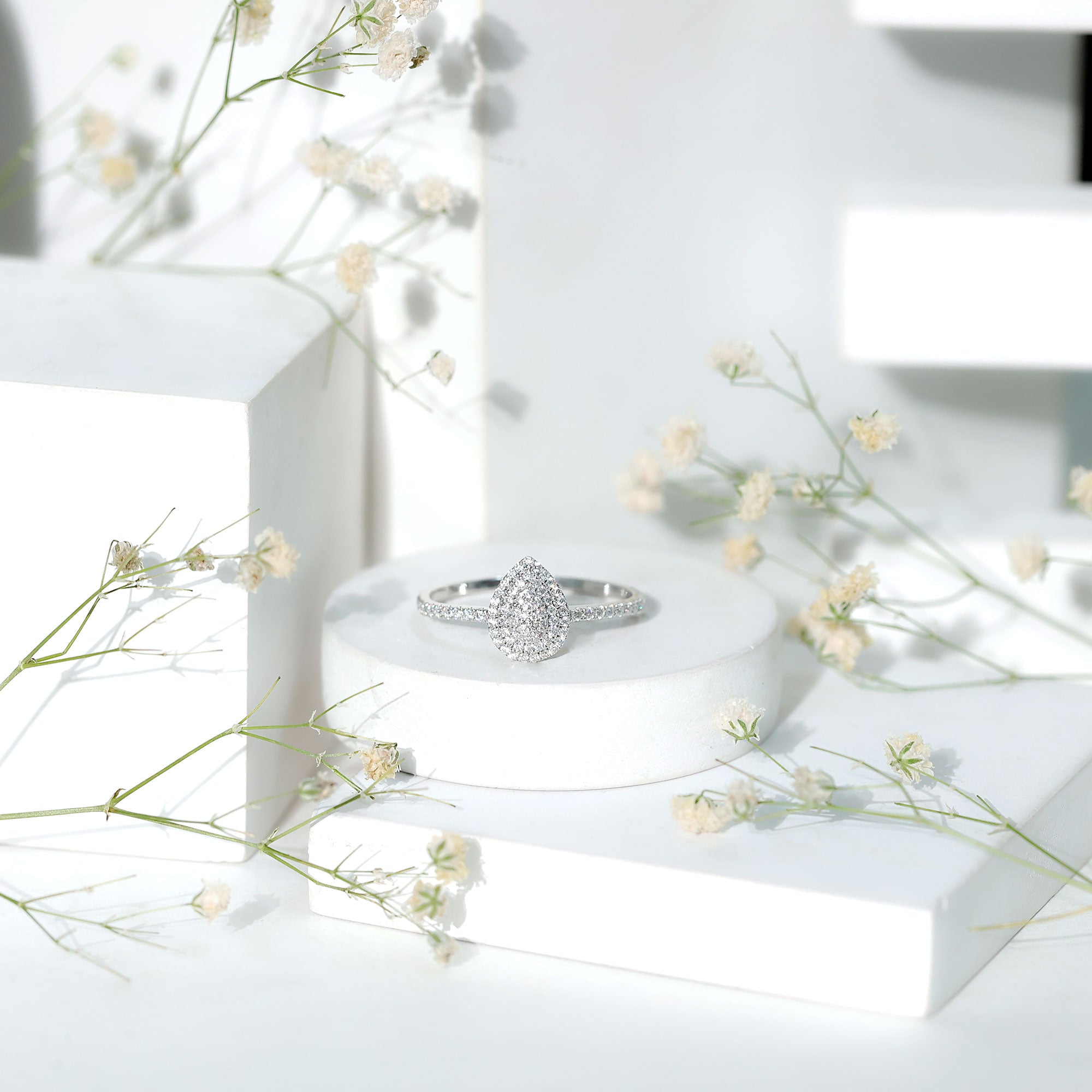 Diamond Pear Shaped Engagement Ring Natural - ( HI-SI ) - Rosec Jewels