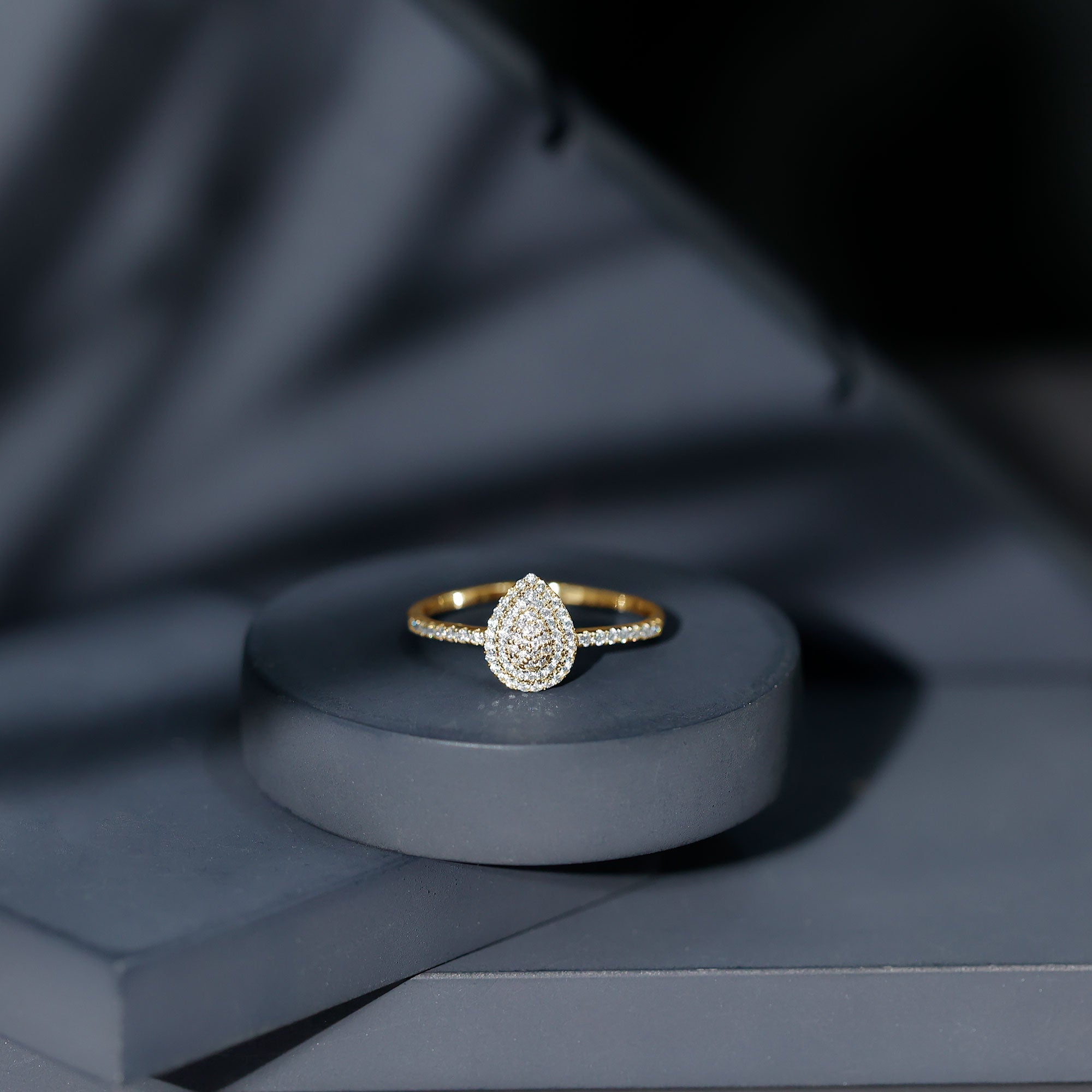 Diamond Pear Shaped Engagement Ring Natural - ( HI-SI ) - Rosec Jewels