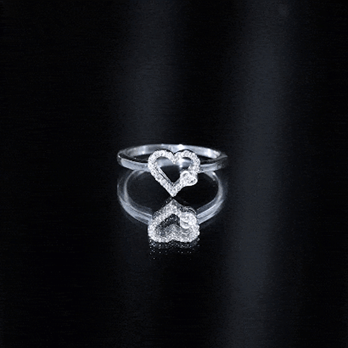 Certified Diamond Open Heart Promise Ring Natural - ( HI-SI ) - Rosec Jewels