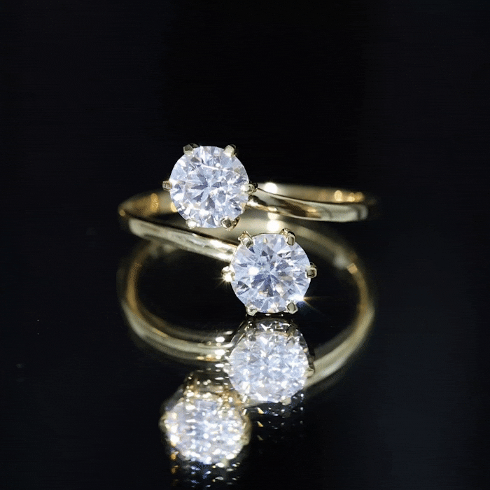 7 MM Round Certified Moissanite Toi et Moi Engagement Ring D-VS1 - Rosec Jewels