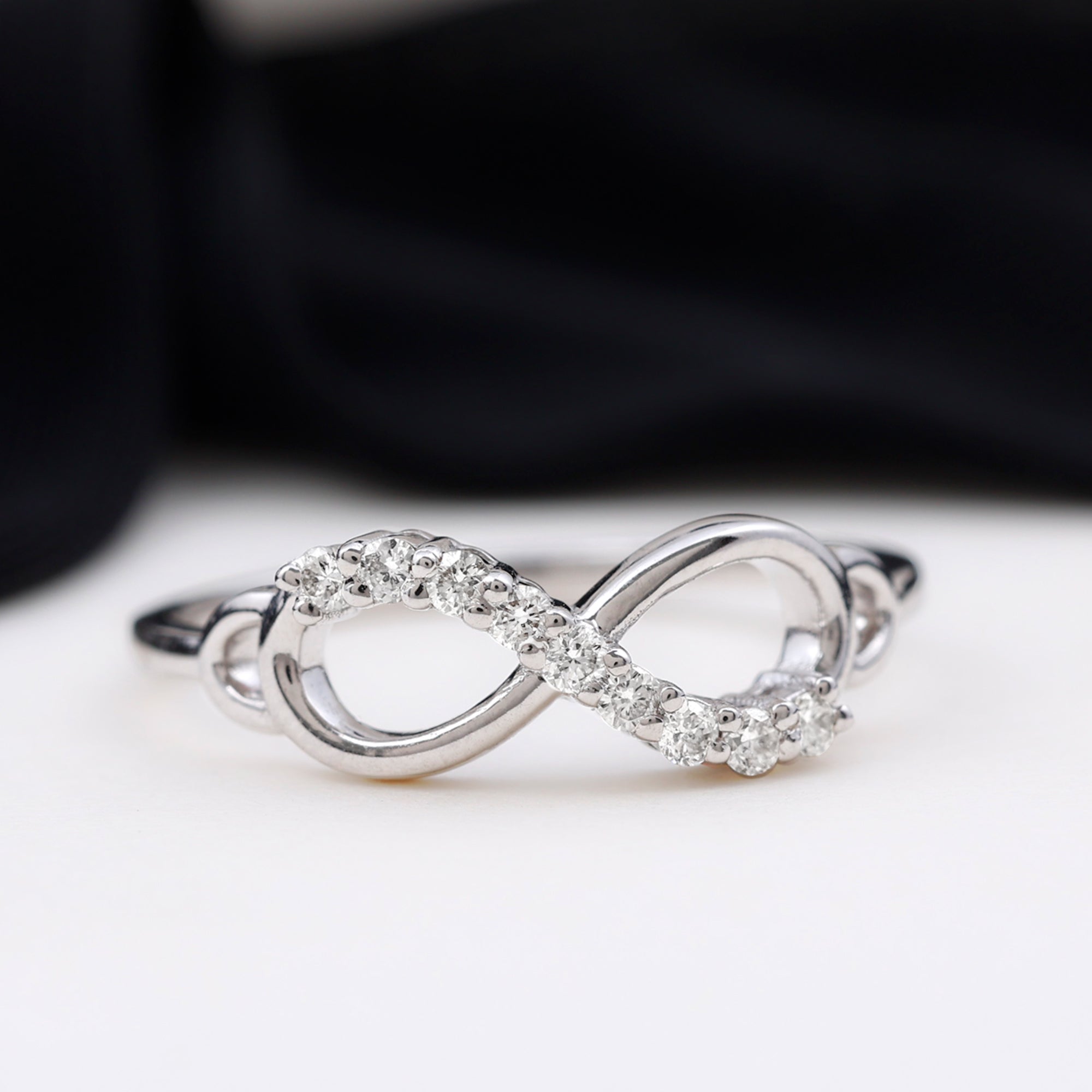 Certified Prong Set Diamond Infinity Promise Ring Natural - ( HI-SI ) - Rosec Jewels