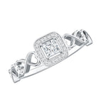 Rosec Jewels-Real Princess Cut Diamond Infinity Heart Engagement Ring
