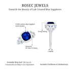 Rosec Jewels-3.5 CT Cushion Cut Created Blue Sapphire Engagement Ring with Diamond Accent