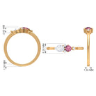 Rosec Jewels-Pink Tourmaline and Moissanite Cluster Promise Ring