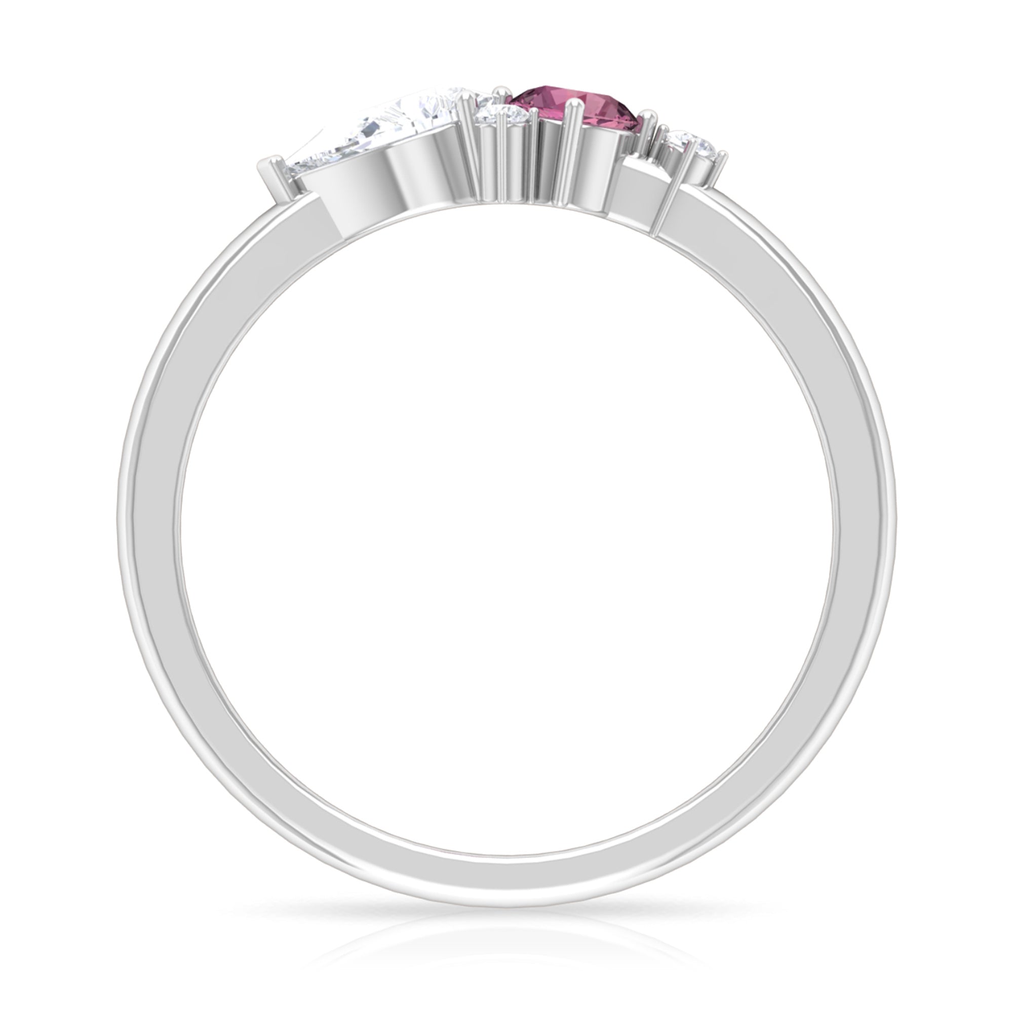 Rosec Jewels-Pink Tourmaline and Moissanite Cluster Promise Ring