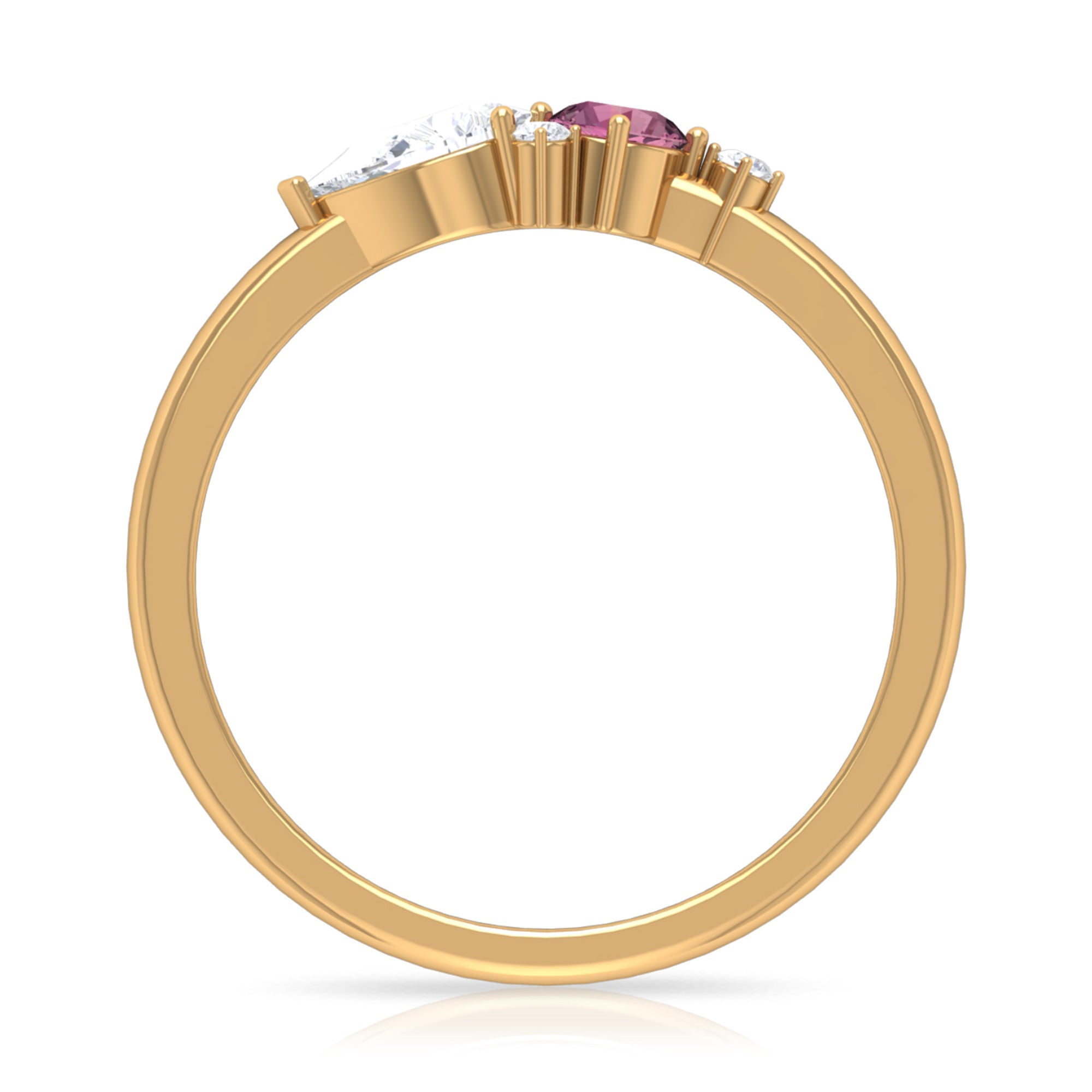 Rosec Jewels-Pink Tourmaline and Moissanite Cluster Promise Ring