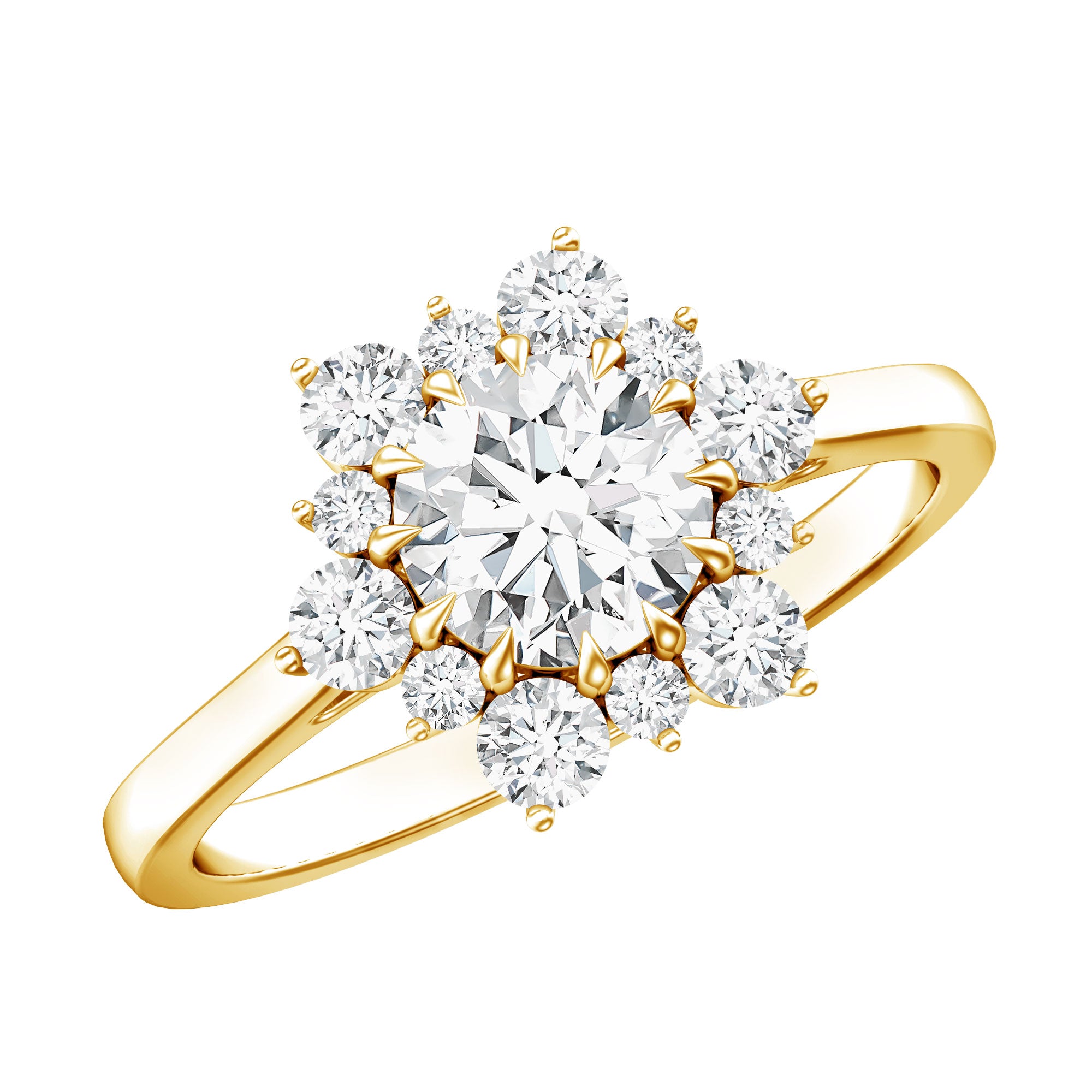 Claw Set Moissanite Halo Engagement Ring with Certificate D-VS1 - Rosec Jewels