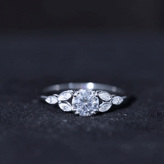 Certified Moissanite Solitaire Engagement Ring with Trio D-VS1 - Rosec Jewels