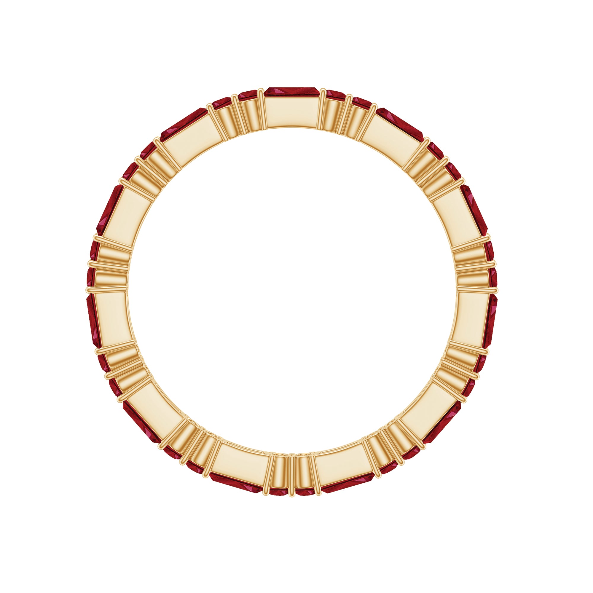1 CT Baguette and Round Created Ruby Full Eternity Ring AAAA - Rosec Jewels