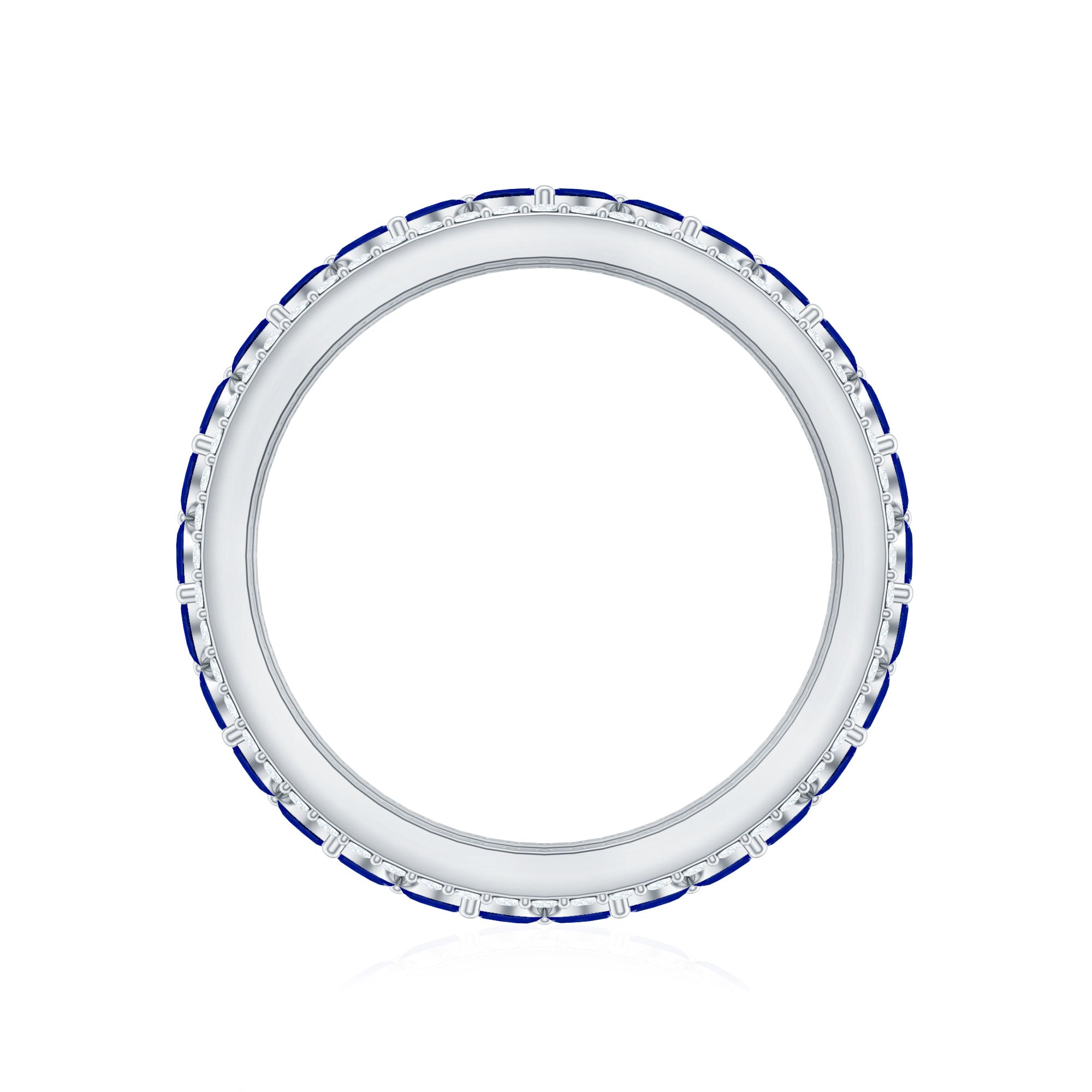 1.25 CT Elegant Created Blue Sapphire and Diamond Wedding Band Ring AAAA - Rosec Jewels