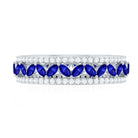 1.25 CT Elegant Created Blue Sapphire and Diamond Wedding Band Ring AAAA - Rosec Jewels