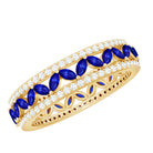 1.25 CT Elegant Created Blue Sapphire and Diamond Wedding Band Ring AAAA - Rosec Jewels