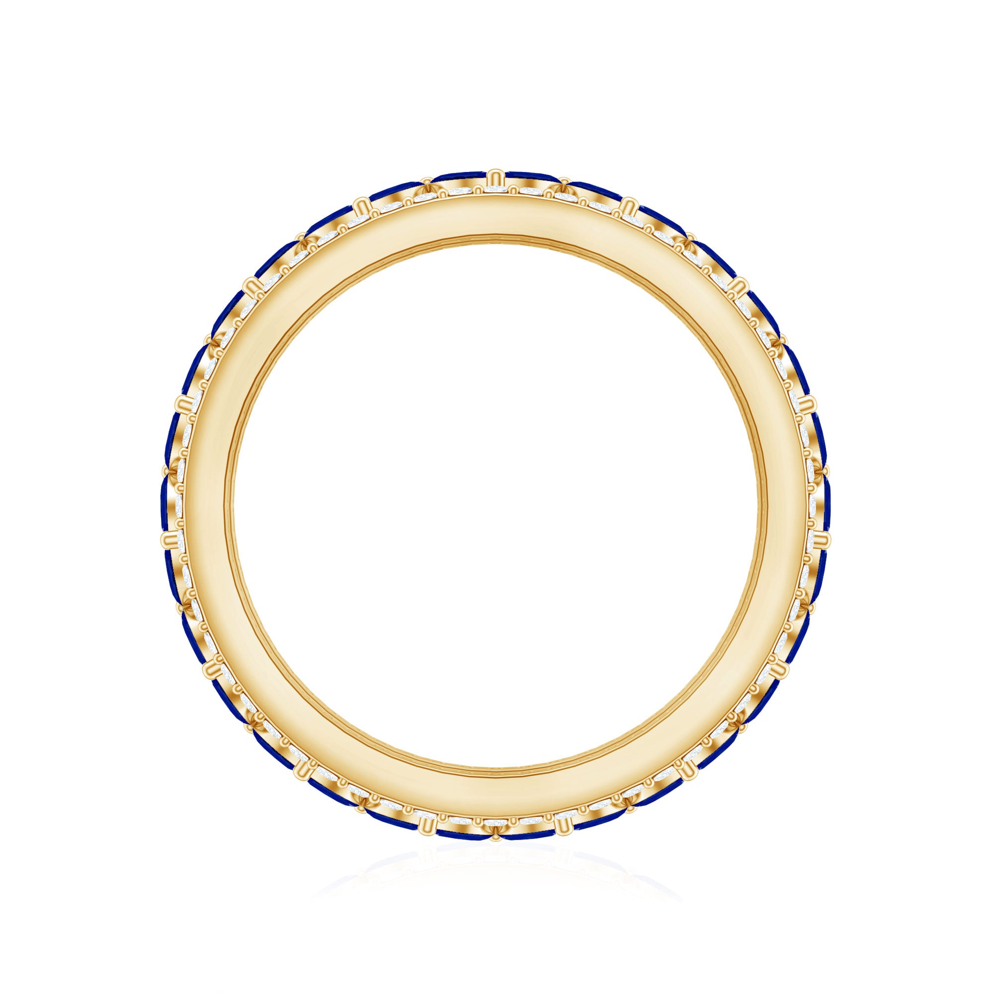 1.25 CT Elegant Created Blue Sapphire and Diamond Wedding Band Ring AAAA - Rosec Jewels