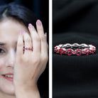 Rosec Jewels-Marquise and Round Cut Created Ruby Contemporary Eternity Ring
